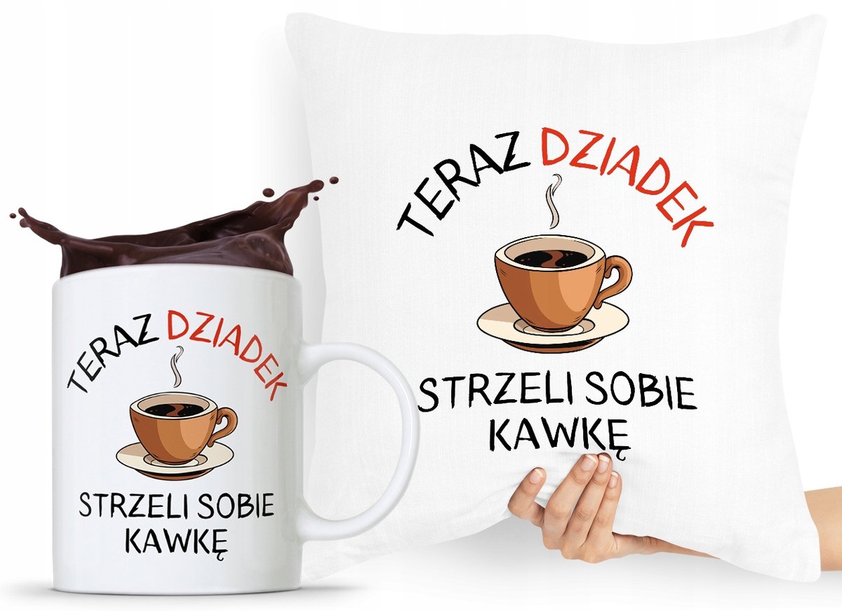 ZESTAW PODUSZKA + KUBEK PREZENT DZIEŃ DZIADKA z Nadrukiem ze Zdjęciem