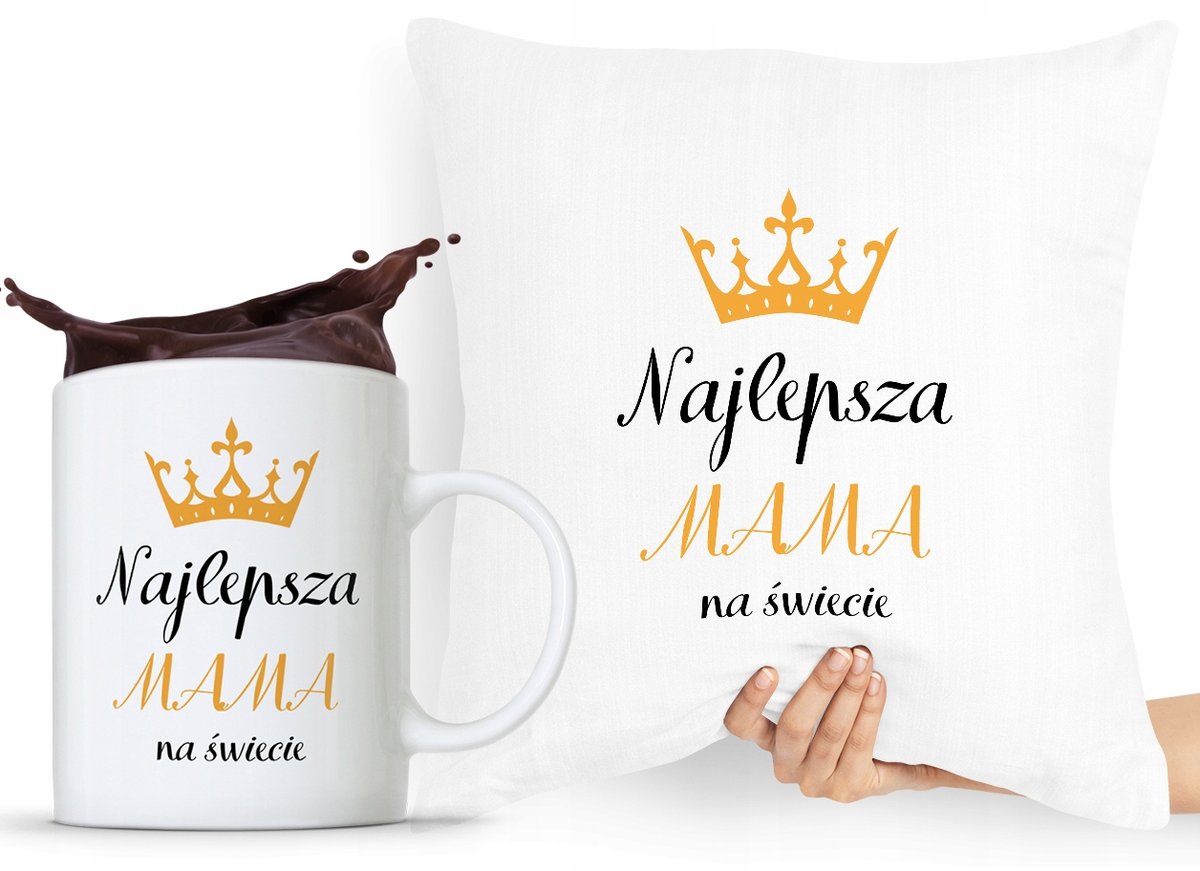 ZESTAW PODUSZKA + KUBEK DZIEŃ MAMY DLA MAMY MATKI z Nadrukiem ze Zdjęciem