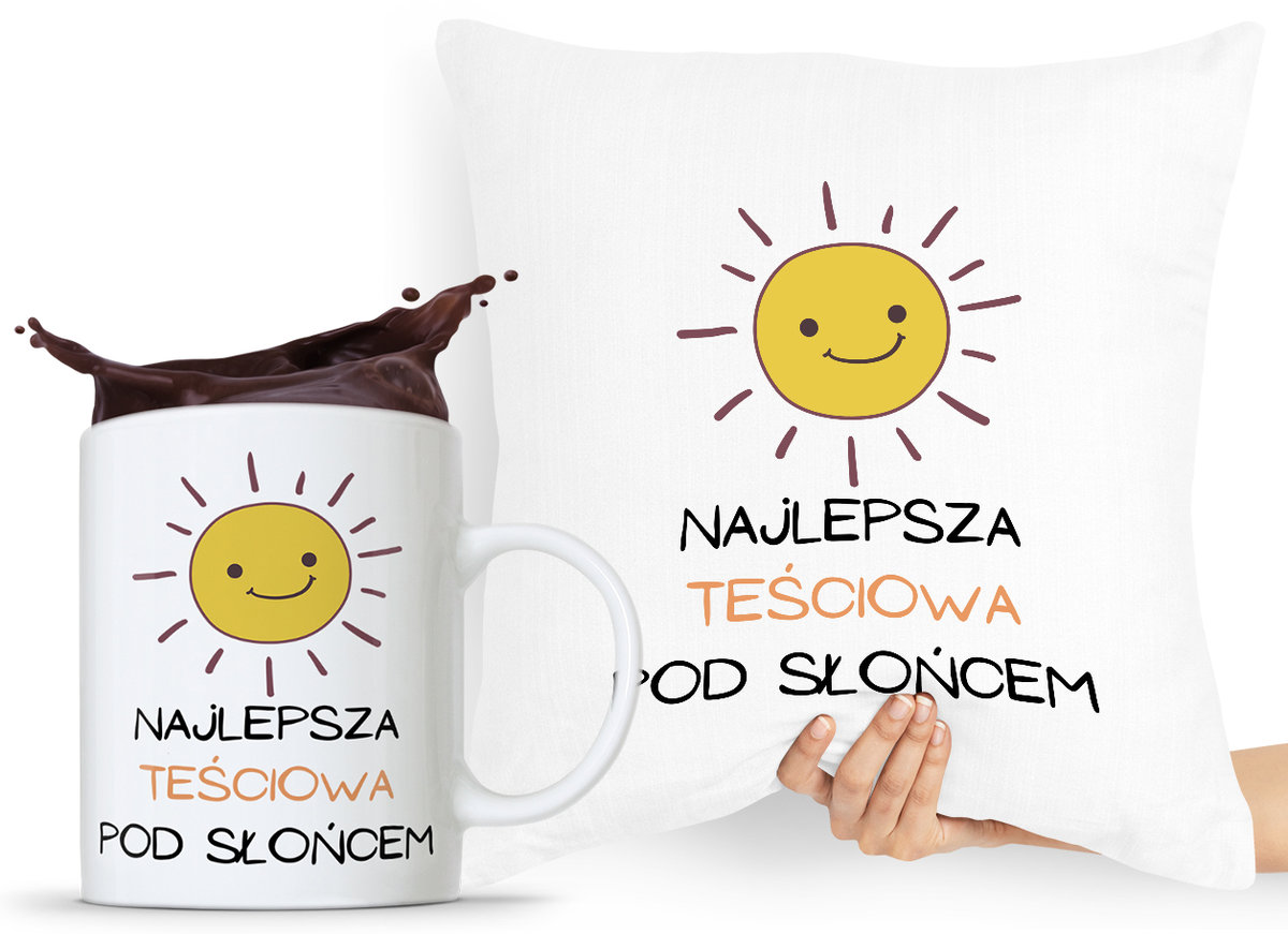 ZESTAW PODUSZKA + KUBEK PREZENT DLA TEŚCIOWEJ MAMY z Nadrukiem ze Zdjęciem