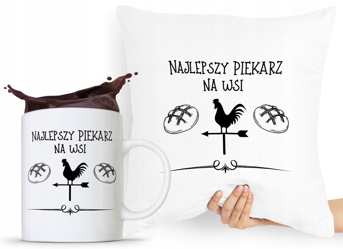 ZESTAW PODUSZKA + KUBEK PREZENT DLA PIEKARZA z Nadrukiem ze Zdjęciem