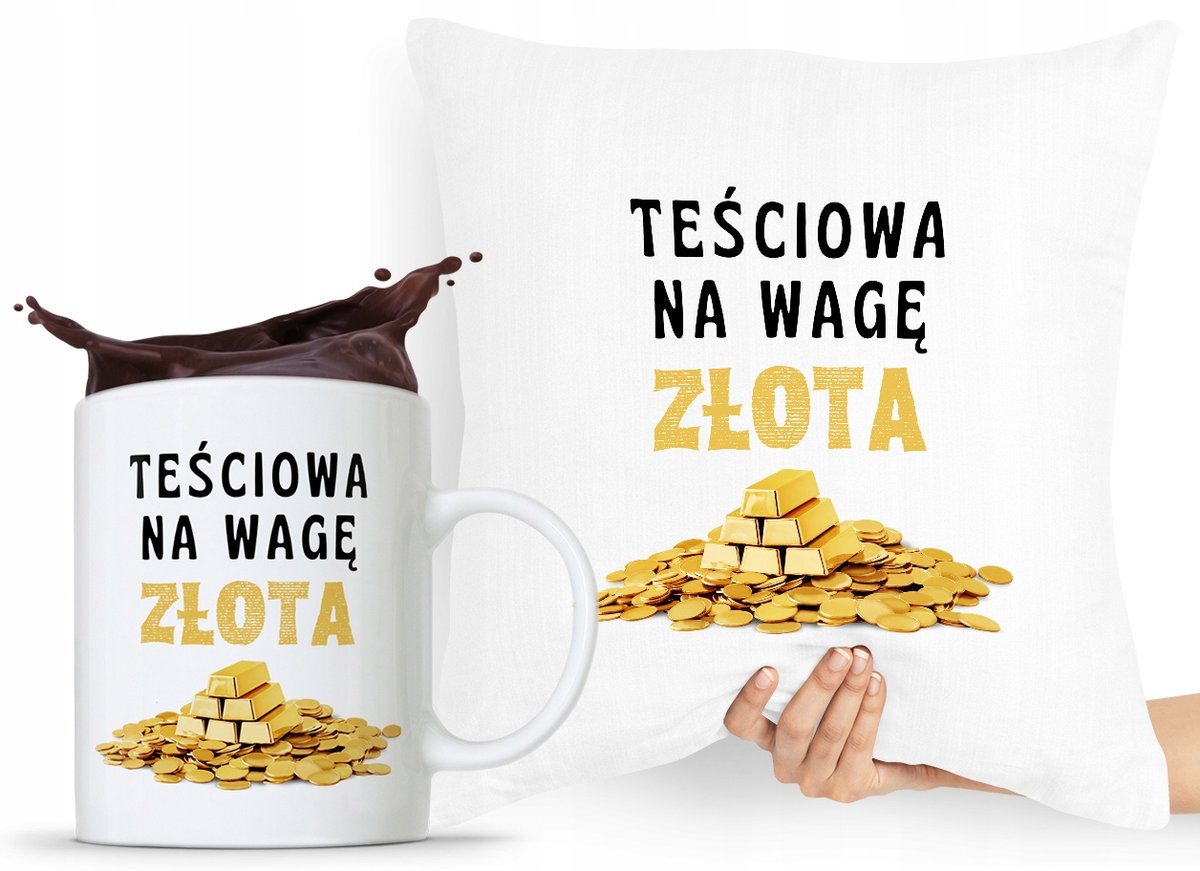 ZESTAW PODUSZKA + KUBEK PREZENT DLA TEŚCIOWEJ MAMY z Nadrukiem ze Zdjęciem