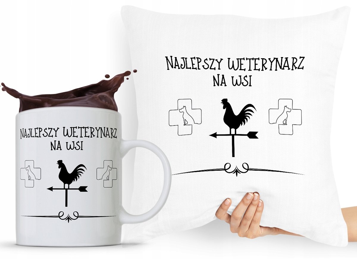 ZESTAW PODUSZKA + KUBEK PREZENT DLA WETERYNARZA z Nadrukiem ze Zdjęciem