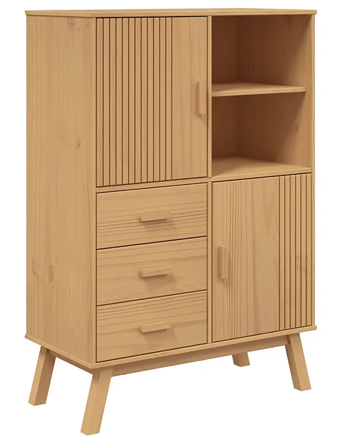 Wysoka brązowa komoda z szufladami i drzwiczkami - Krebri 5X