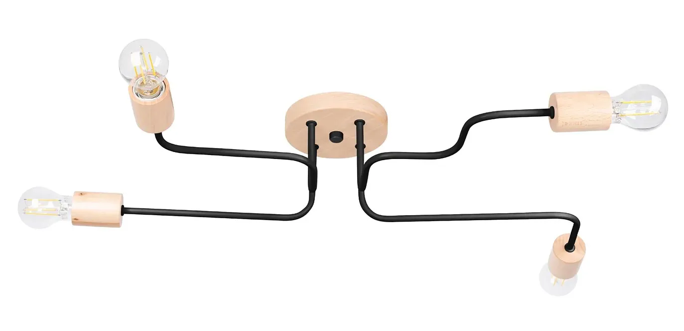 Czarny metalowy żyrandol czteroramienny - 12X D282 G5-E62