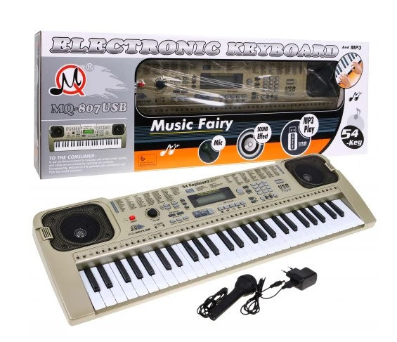 FANTASTYCZNY PRZENOŚNY KEYBOARD 807+ MIKROFON + USB