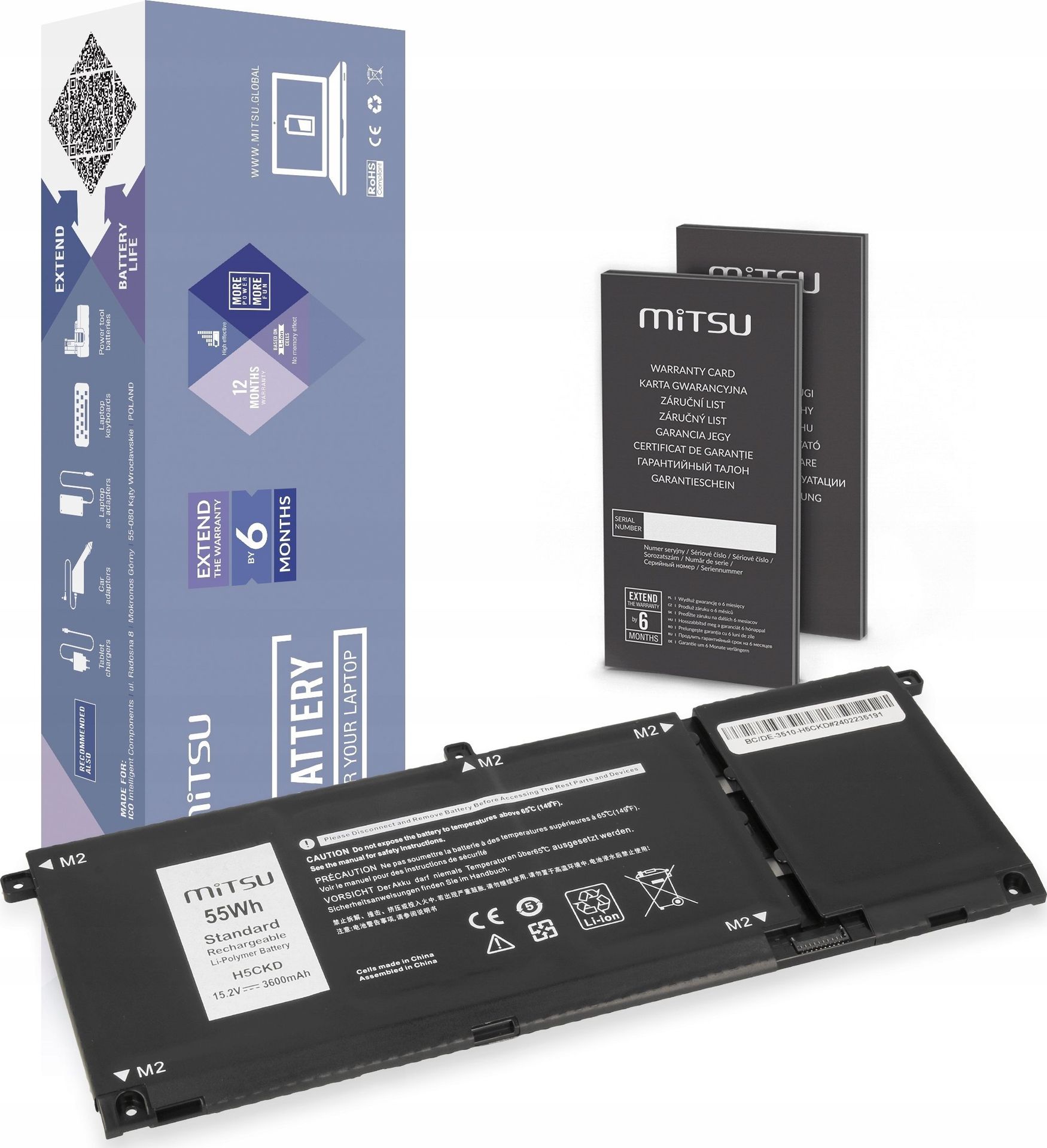 Bateria Mitsu Bateria H5CKD do Dell Inspiron 5400 5401 5402 5406 5501 5508