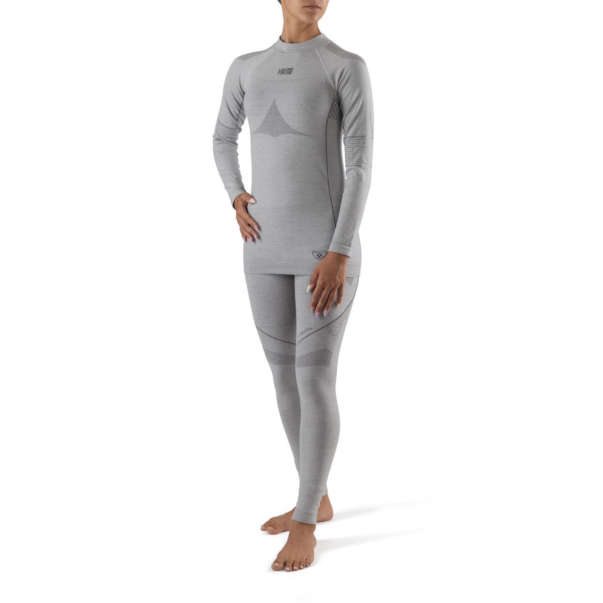 Komplet bielizny termoaktywnej damskiej z wełny merino Viking Lava Primaloft 0200 jasnoszary - XXL