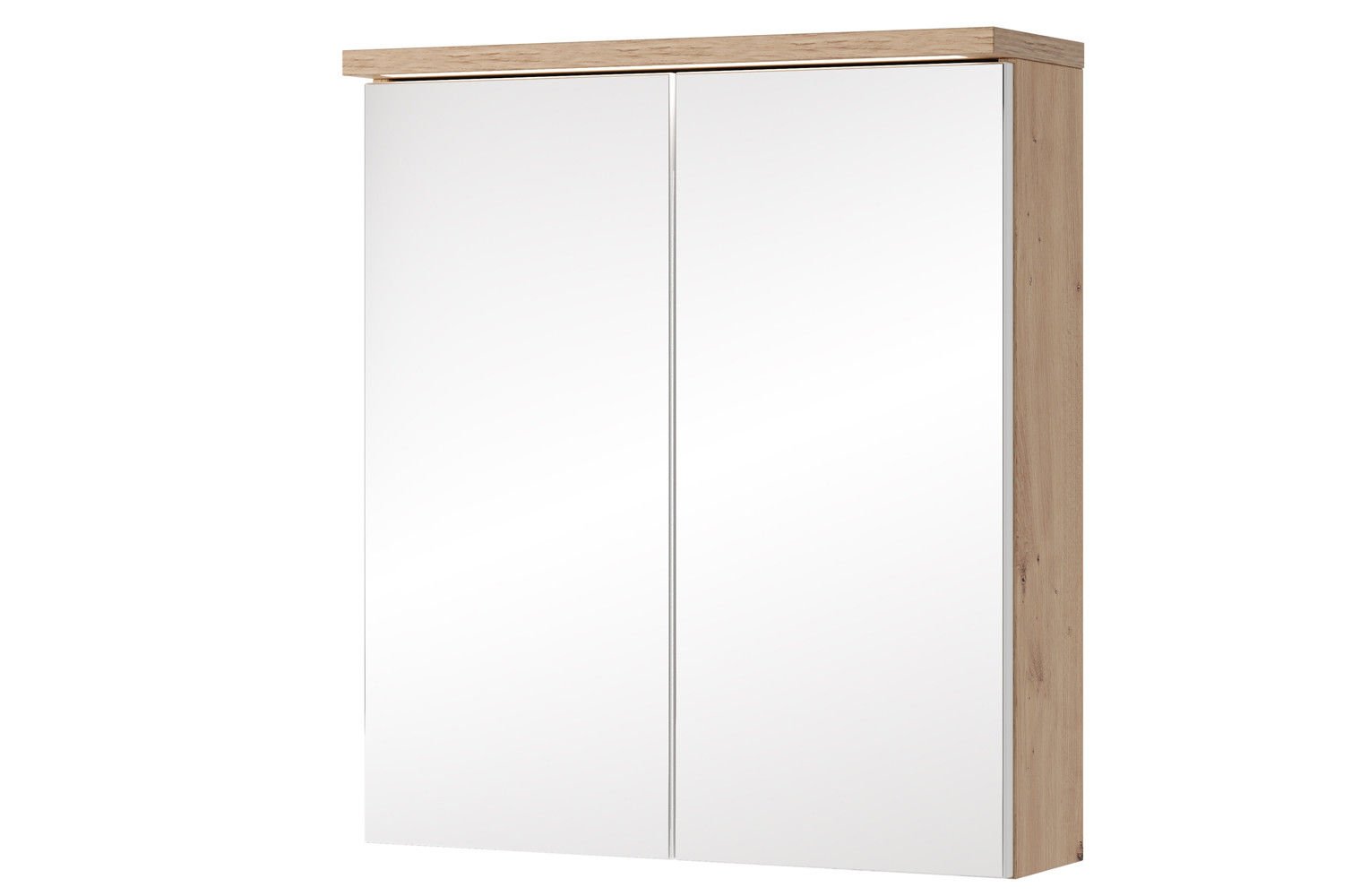 Szafka łazienkowa wisząca Led z lustrem Szynaka Meble Sting 60 cm dąb artisan/biały TH-100-1828