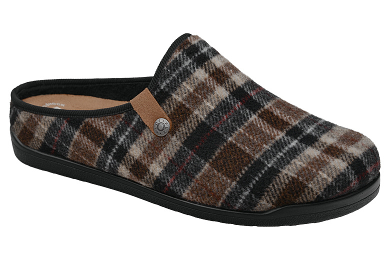 Kapcie FLY FLOT 46 652 JW 2010 Brown Brąz Kratka Pantofle domowe Ciapy zdrowotne