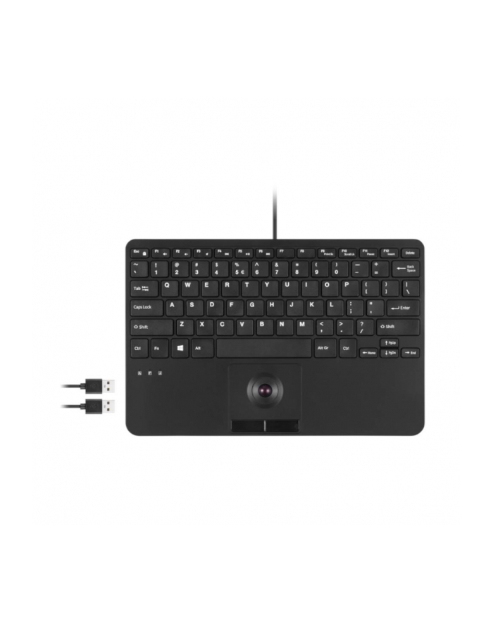 Klawiatura przewodowa Perixx PERIBOARD-526 trackball, 2x hub czarna