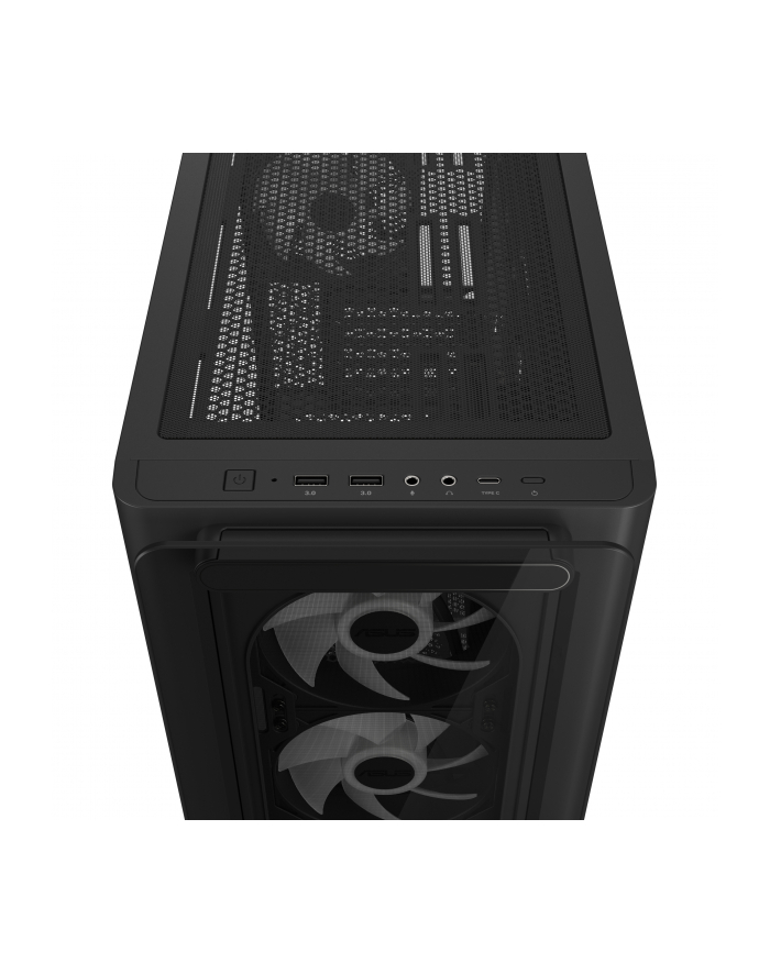 Obudowa Asus A23 PLUS TG ARGB BLACK mATX z oknem bez zasilacza