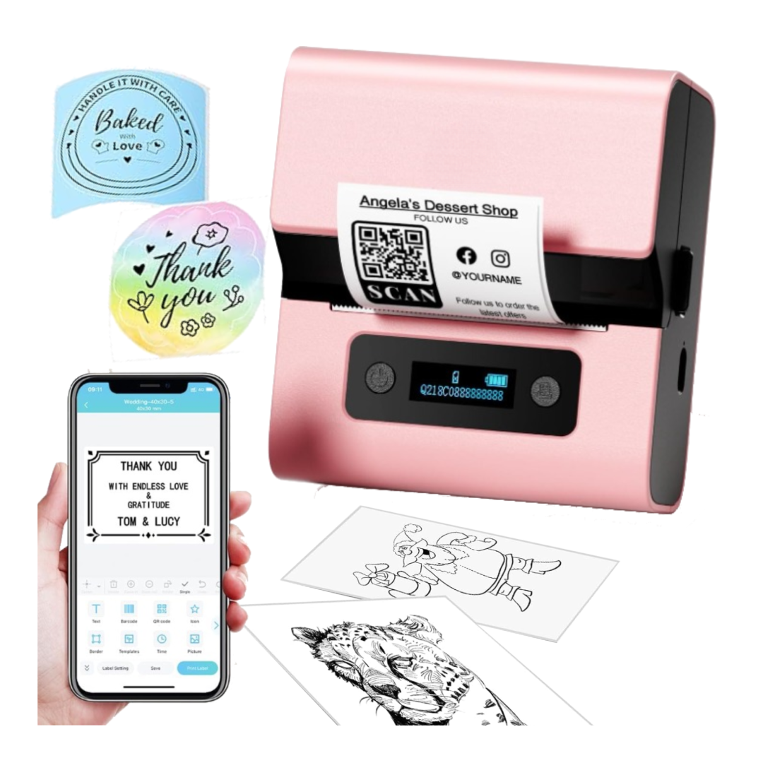 Drukarka etykiet Phomemo M221 203dpi / do 80mm / USB / BT różowa