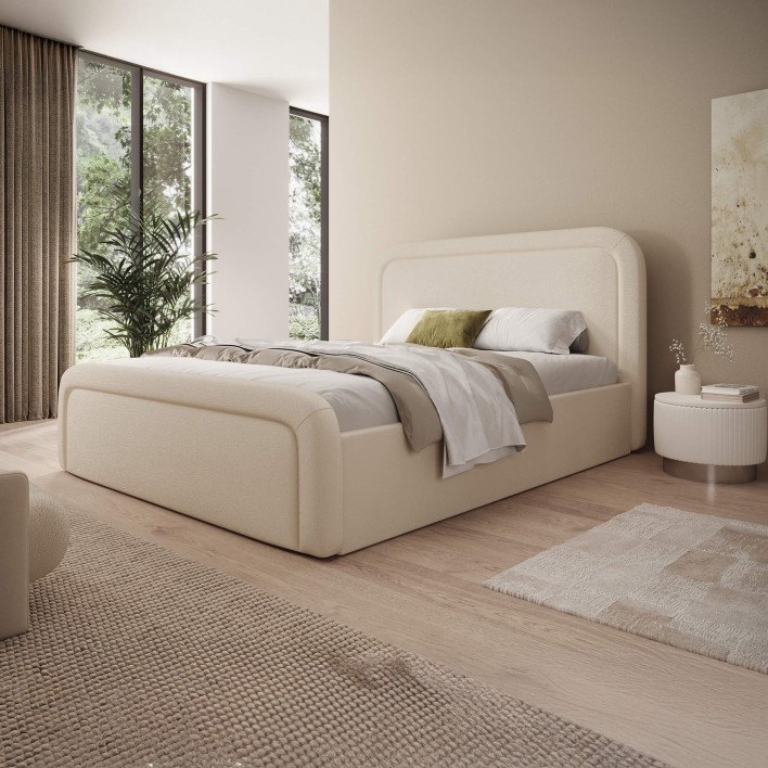 Łóżko tapicerowane z pojemnikiem SFG0154 180x200 Boucle Beż #3