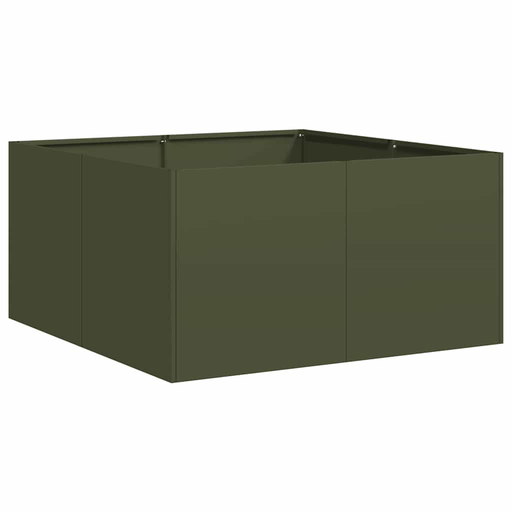 vidaXL Doniczka Oliwkowo-zielona 80x80x40 cm Stal walcowana na zimno