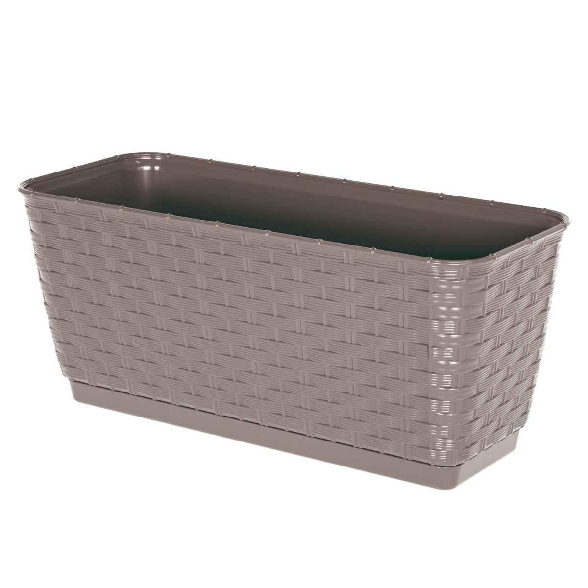 Doniczka skrzynka Mokka Rattan na balkon taras parapet 50cm z podstawką