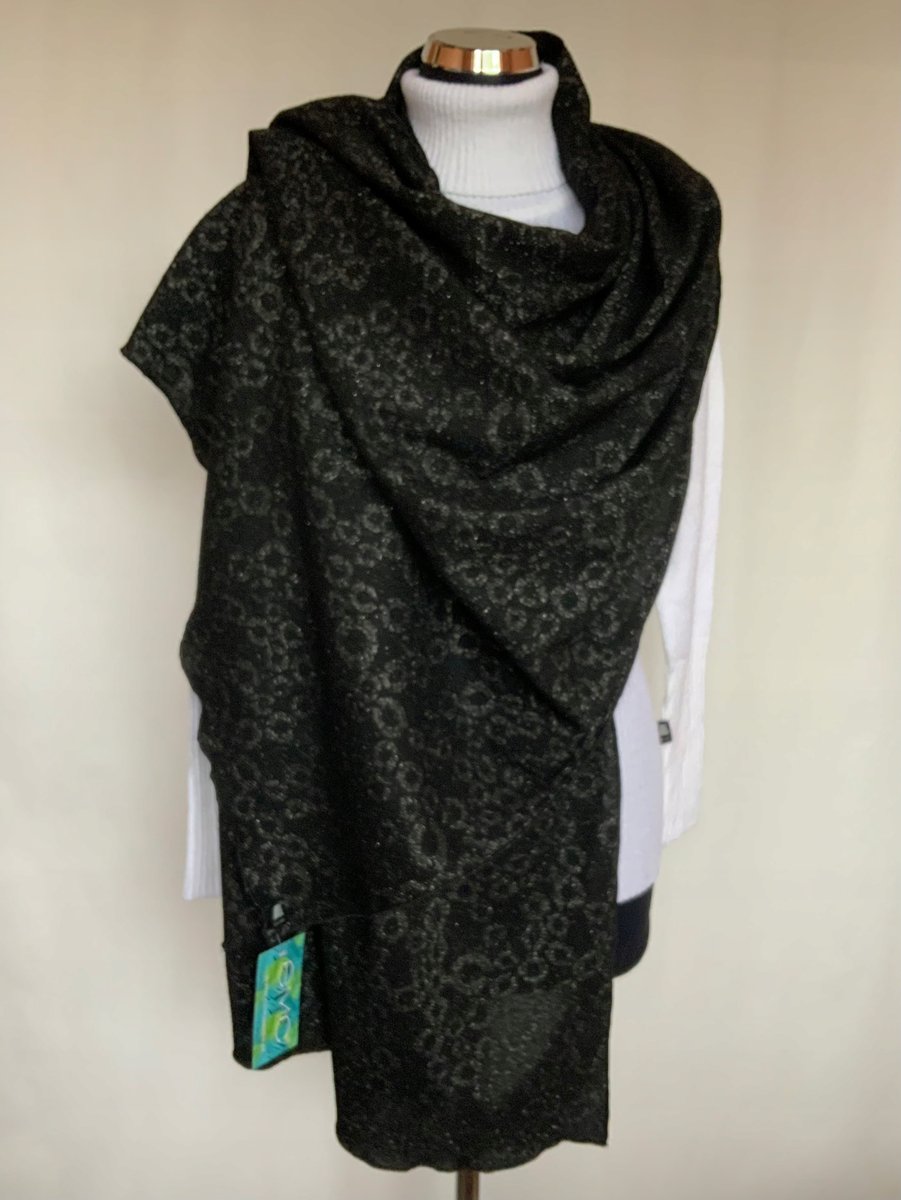 Czarny Szal Damski Pogrzeb Zaloba Ponczo Maxi Plus Size