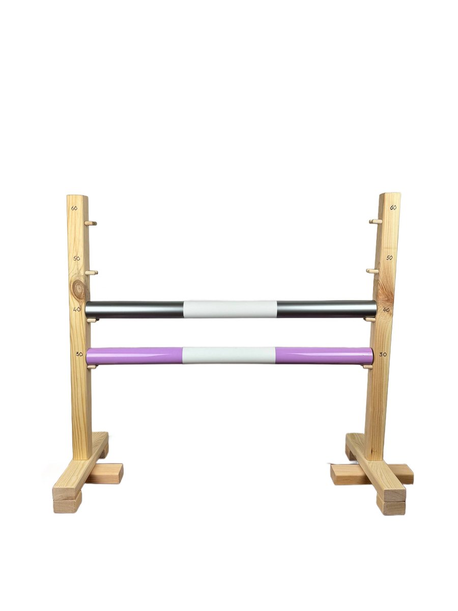 Przeszkoda skokowa do hobby horse 60 cm, 2 belki, lawendowa i srebrna
