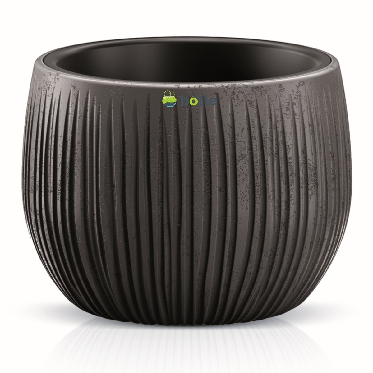 Doniczka osłonka struktura wkład 15x11 cm Czarny beton okrągła