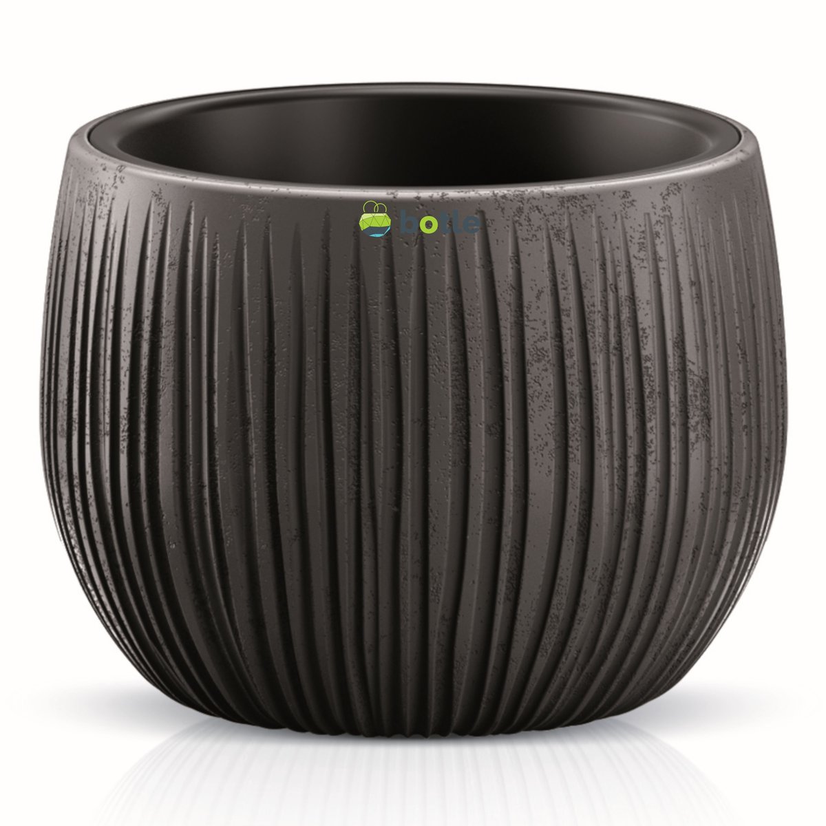 Doniczka osłonka struktura wkład 18x13,5cm Czarny beton okrągła