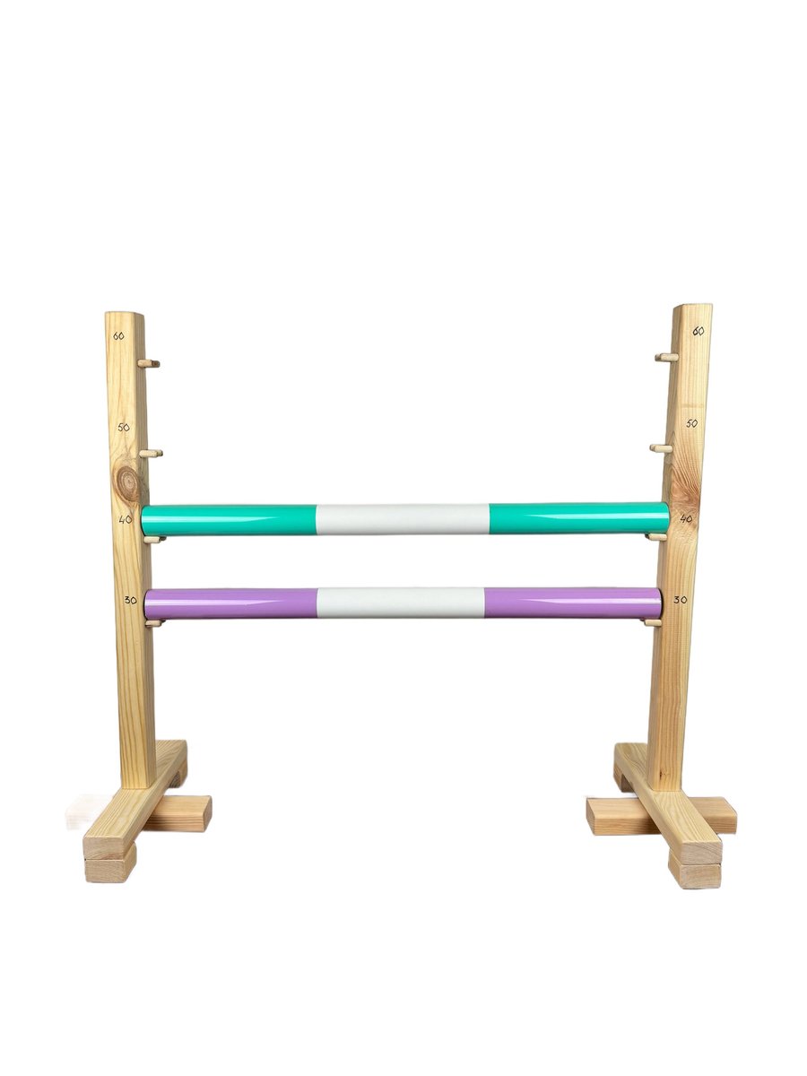 Przeszkoda skokowa do hobby horse 60 cm, 2 belki, miętowa i lawendowa