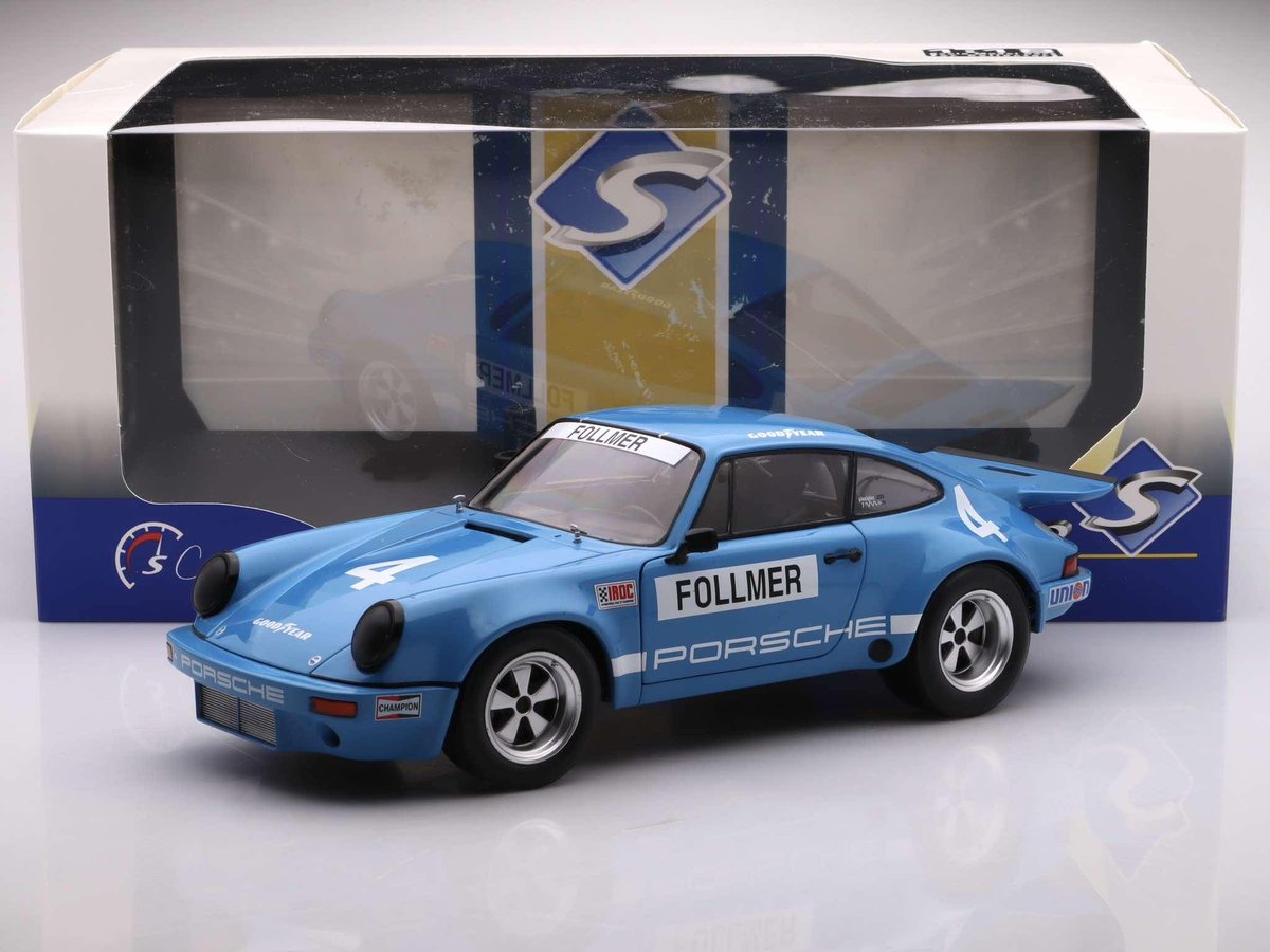 Porsche 911 IROC #4 FOLLMER IROC RIVERSIDE - 1974, blue Solido 1:18