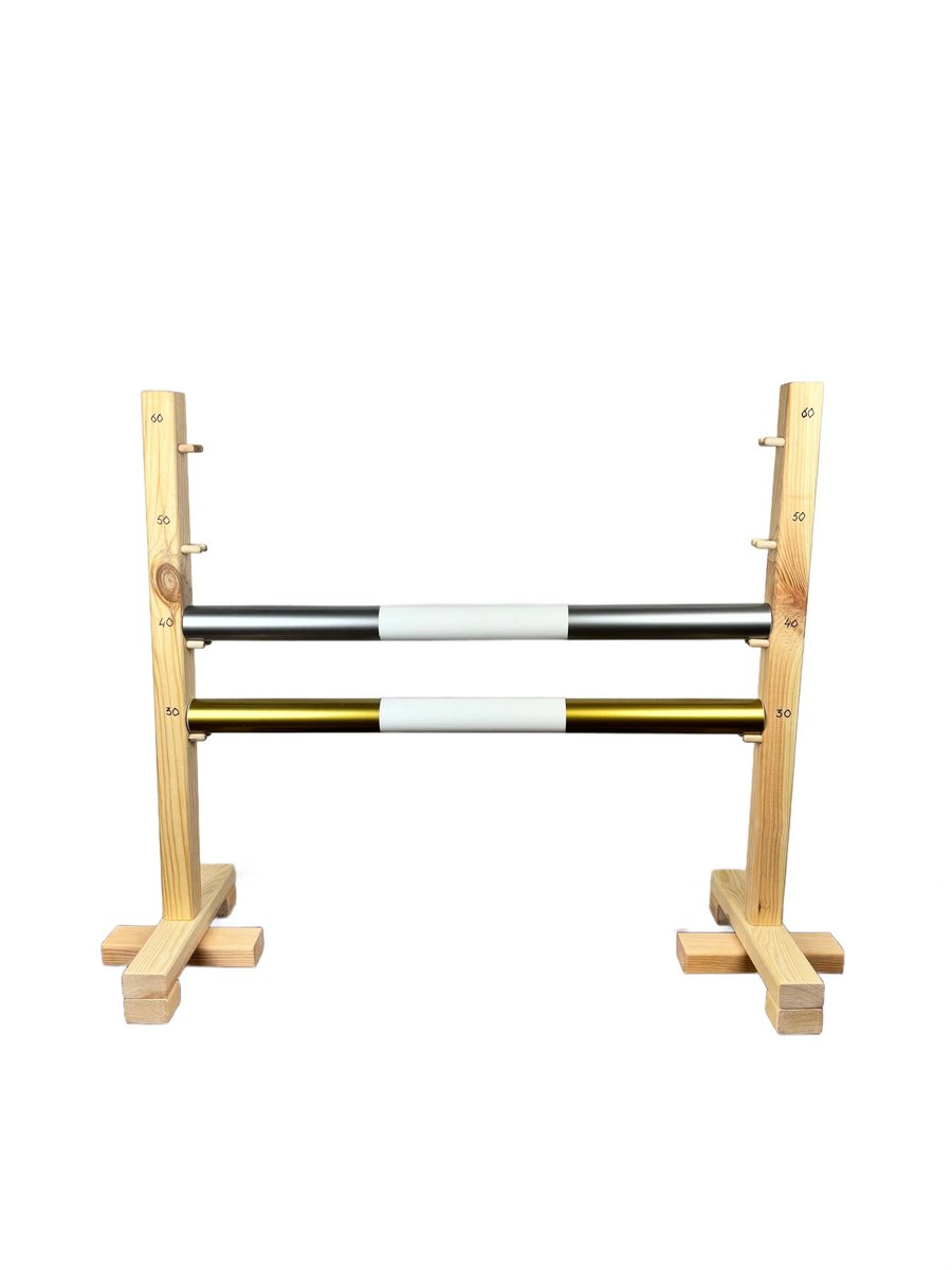 Przeszkoda skokowa do hobby horse 60 cm, 2 belki, złota i srebrna