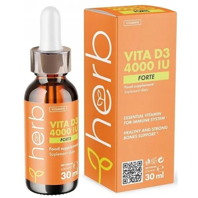 Herb, Witamina D3 4000 IU - suplement na zdrowe kości, 30ml