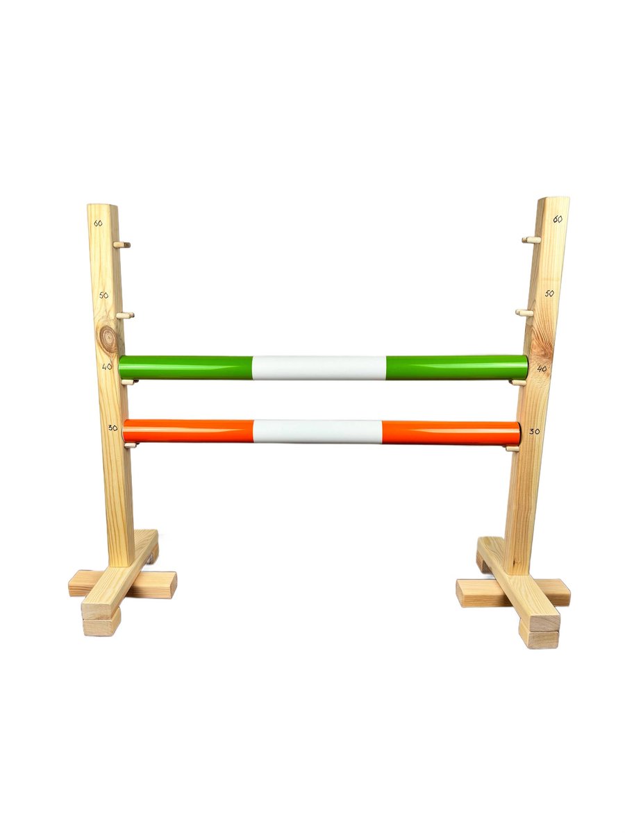 Przeszkoda skokowa do hobby horse 60 cm, 2 belki, pomarańczowa i zielona