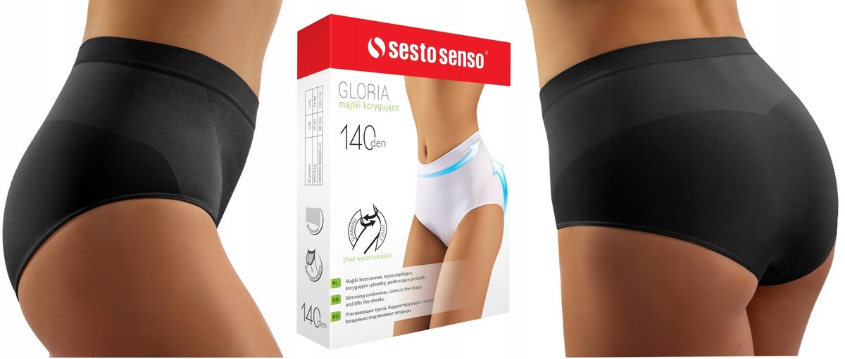 Majtki korygujące brzuch pośladki bezszwowe modelujace Sesto Senso S/M