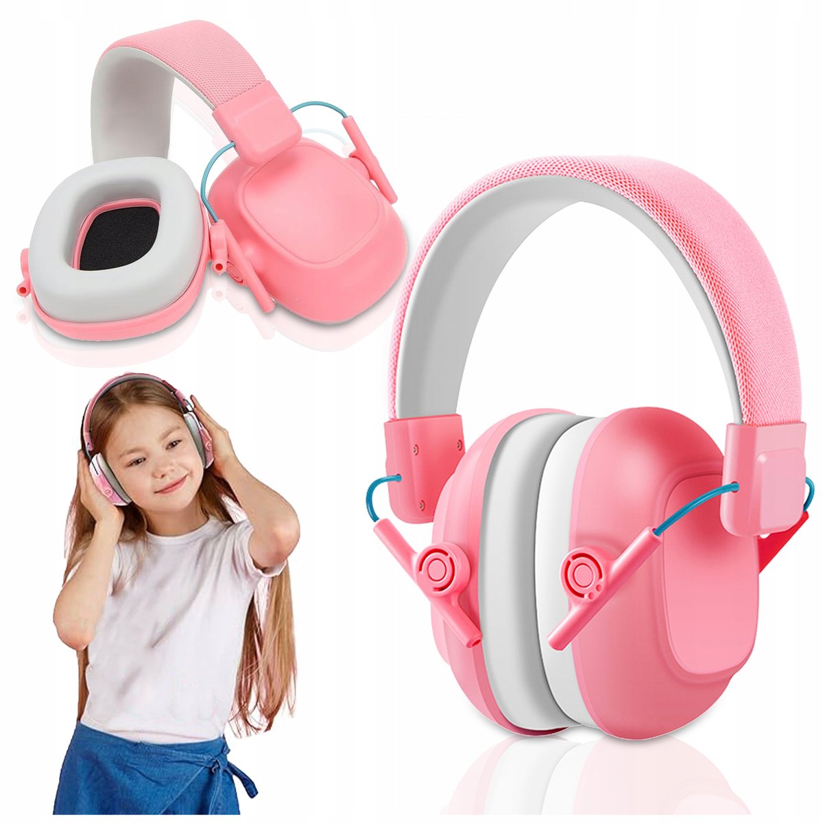 SŁUCHAWKI OCHRONNE NAUSZNIKI WYGŁUSZAJĄCE WYCISZAJĄCE DLA DZIECI RÓŻOWE