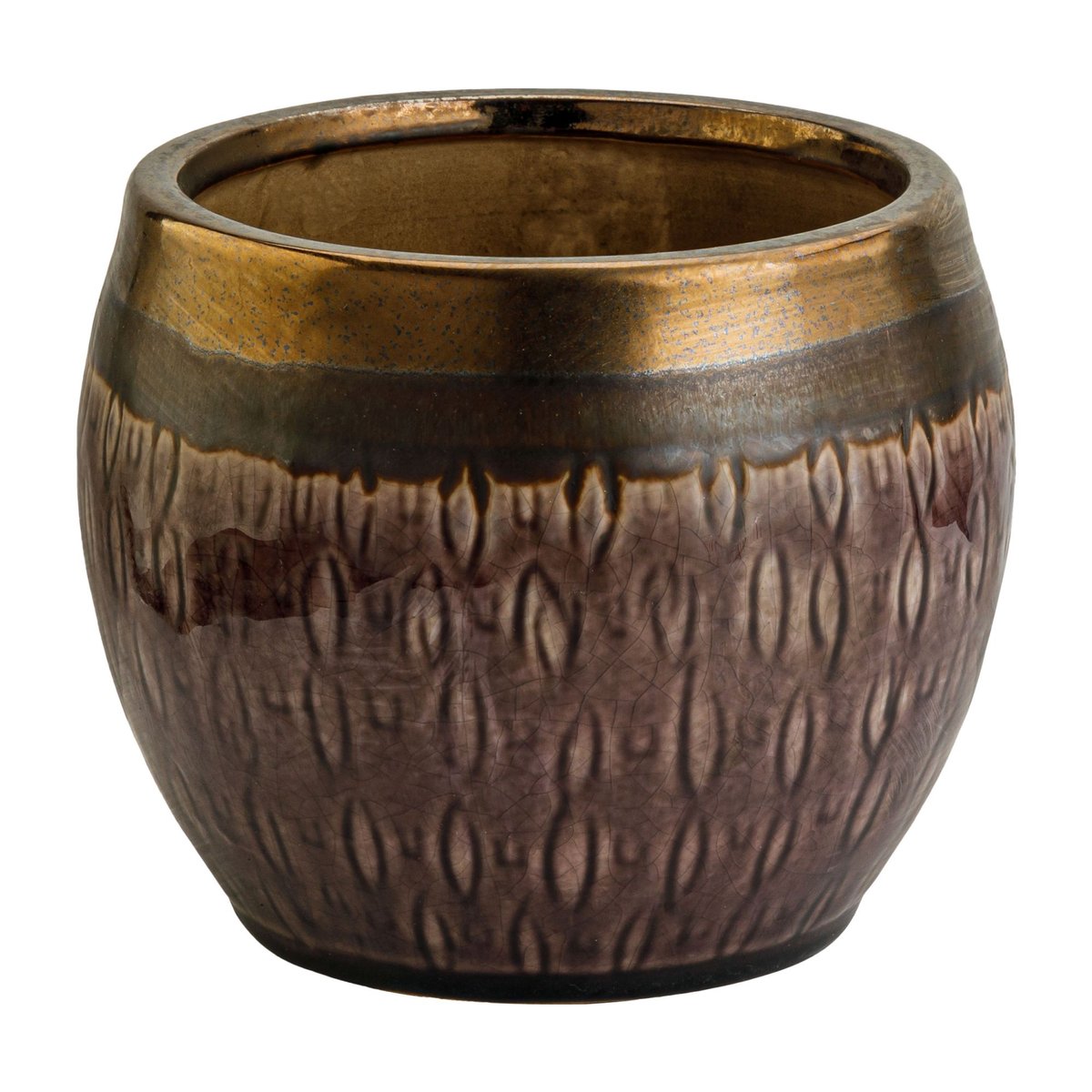 Donica Kula Fiolet & Złoto Osłonka Ceramiczna 16x16x14cm