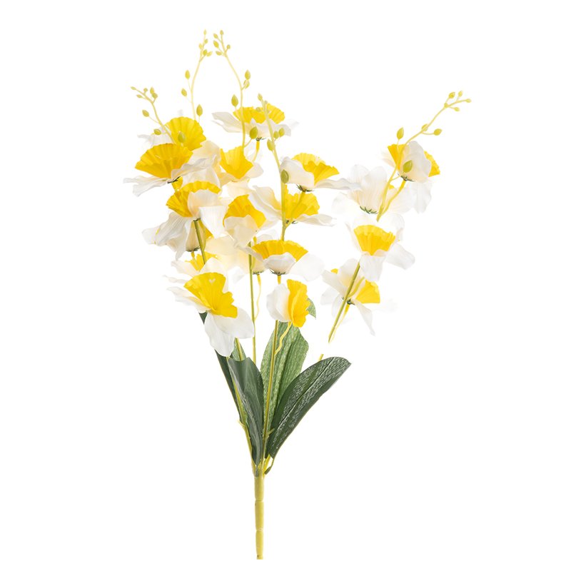 Żonkil - bukiet 58 cm BU002E W/YL sztuczny żonkil biało żółty