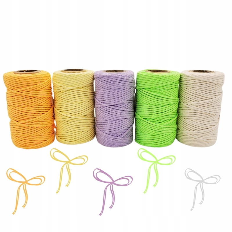 Sznurek ozdobny 50g/2mm TRES mix kolorów pastelowych 1szt. /SZDB/MIX/