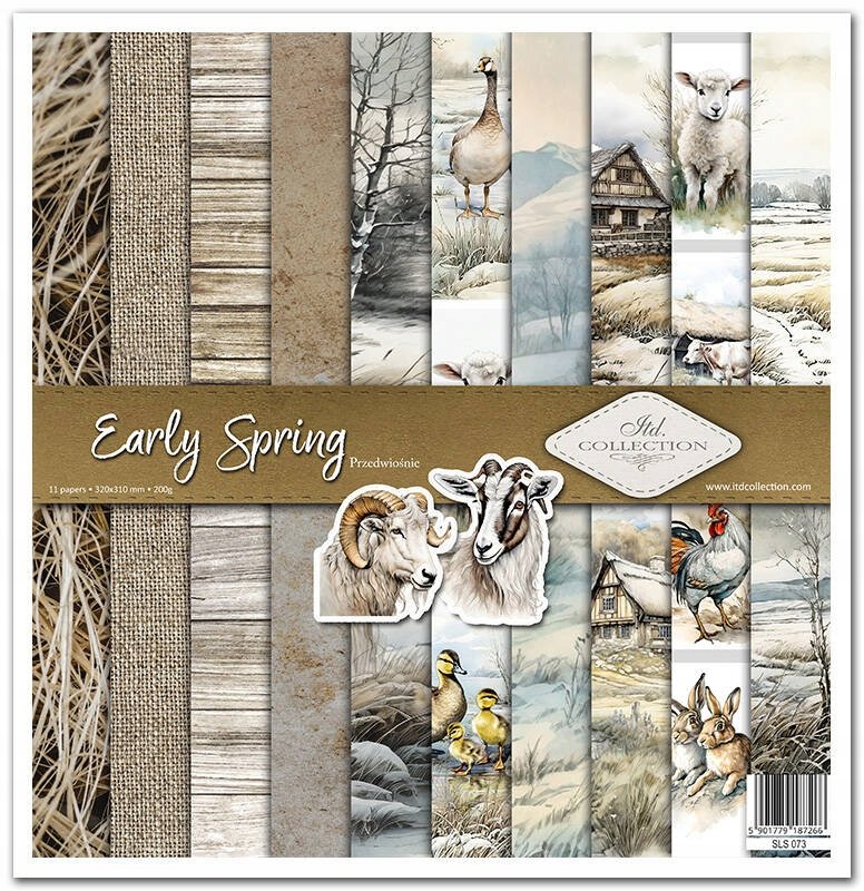 ZESTAW PAPIERÓW do scrapbookingu 30x30 Early Spring farma zwierzęta