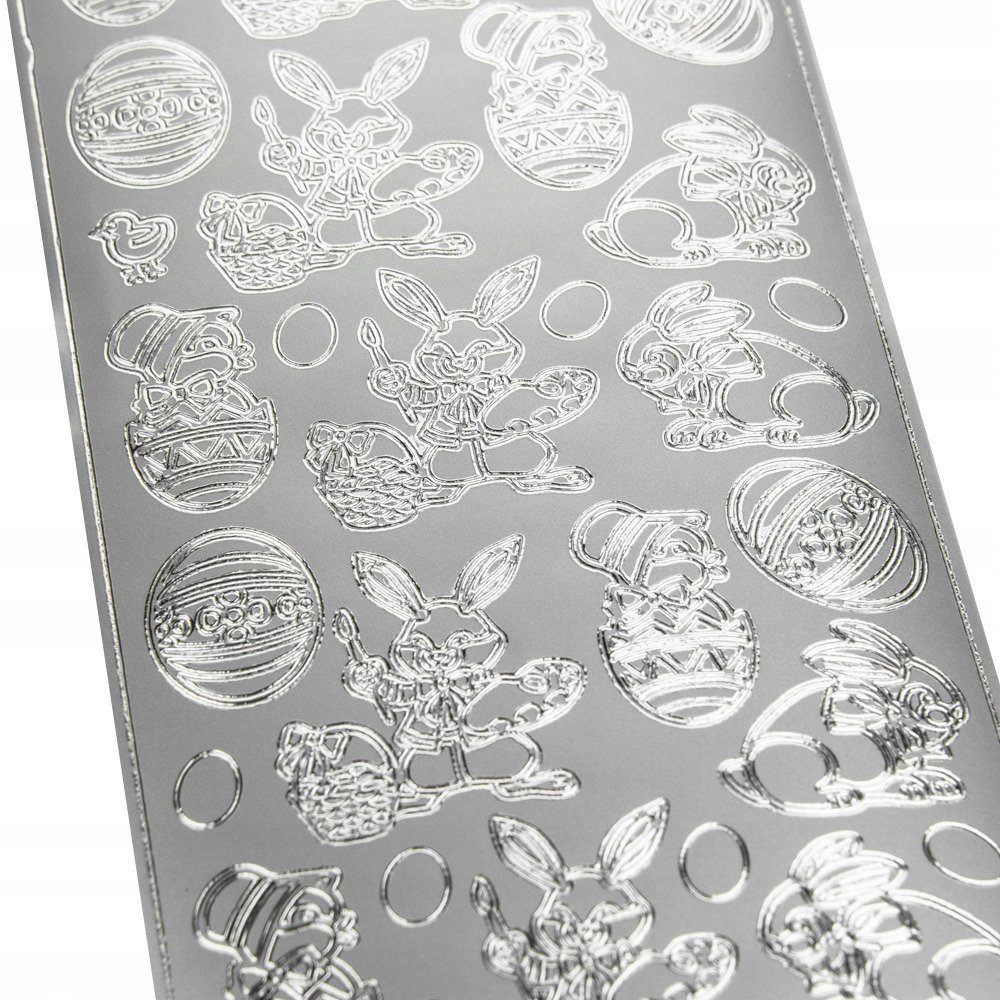 STICKERSY NAKLEJKI ozdobne srebrne WIELKANOC