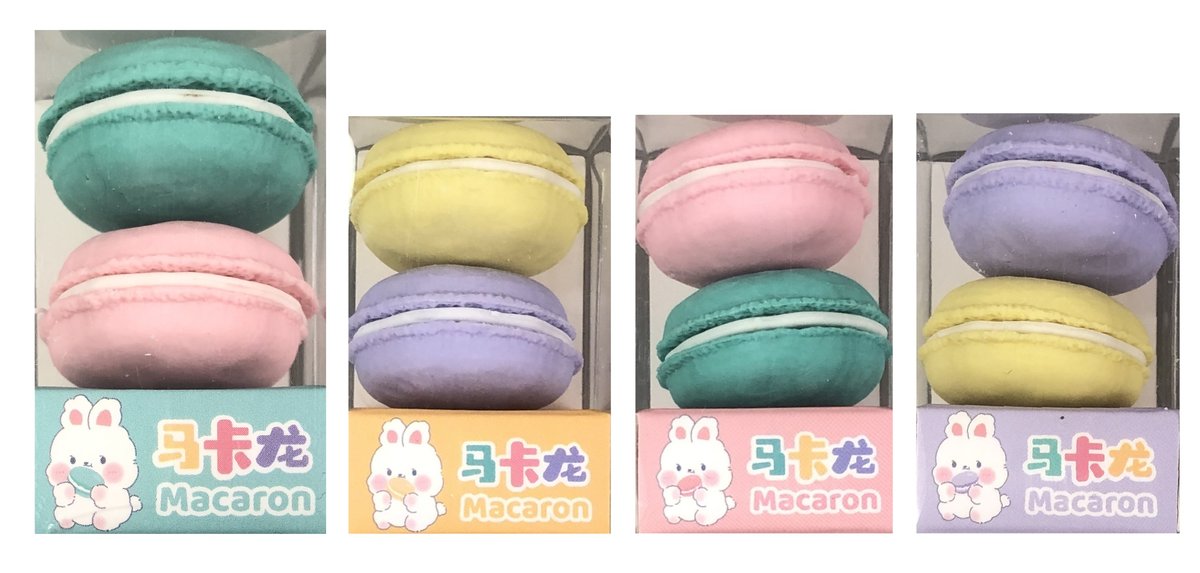Gumka do ołówka Macaron Makaroniki opk.2 szt Tochain