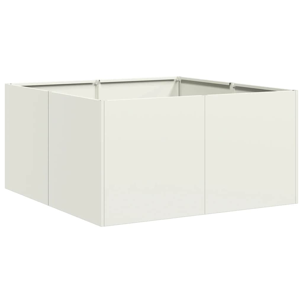 vidaXL Doniczka Biała 80x80x40 cm Stal walcowana na zimno