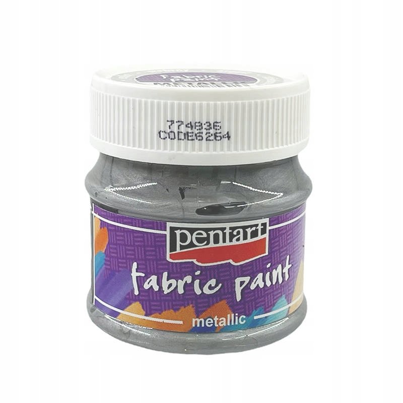 FARBA METALICZNA DO TKANIN srebrna 50ml - Pentart