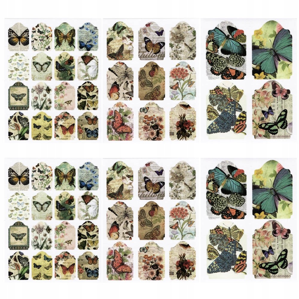 NAKLEJKI PAPIEROWE motyle 5 - 6 arkuszy