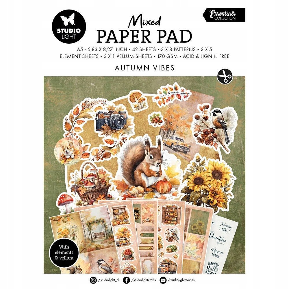 ZESTAW PAPIERÓW do scrapbookingu z elementami A5 kolekcja jesienna