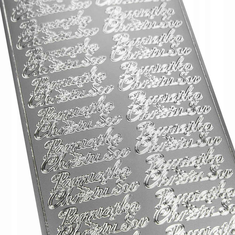 STICKERSY NAKLEJKI ozdobne srebrne PAMIĄTKA CHRZTU