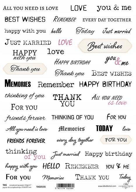 Papier do scrapbookingu A4 napisy