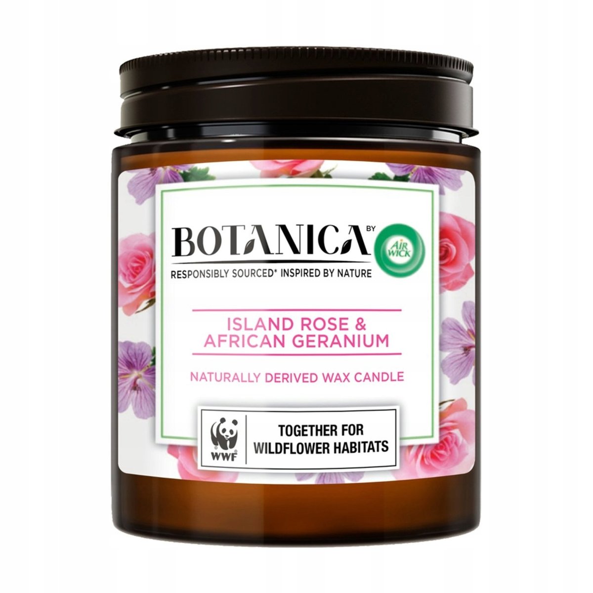 Air Wick Botanica ŚWIECA ZAPACHOWA RÓŻA I GERANIUM 205 gr