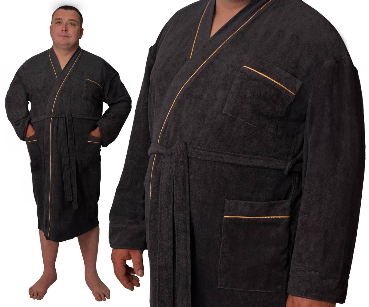 POLSKI szlafrok męski -2XL DUŻY ELEGANCKI BAWEŁNIANY DO SANATORIUM