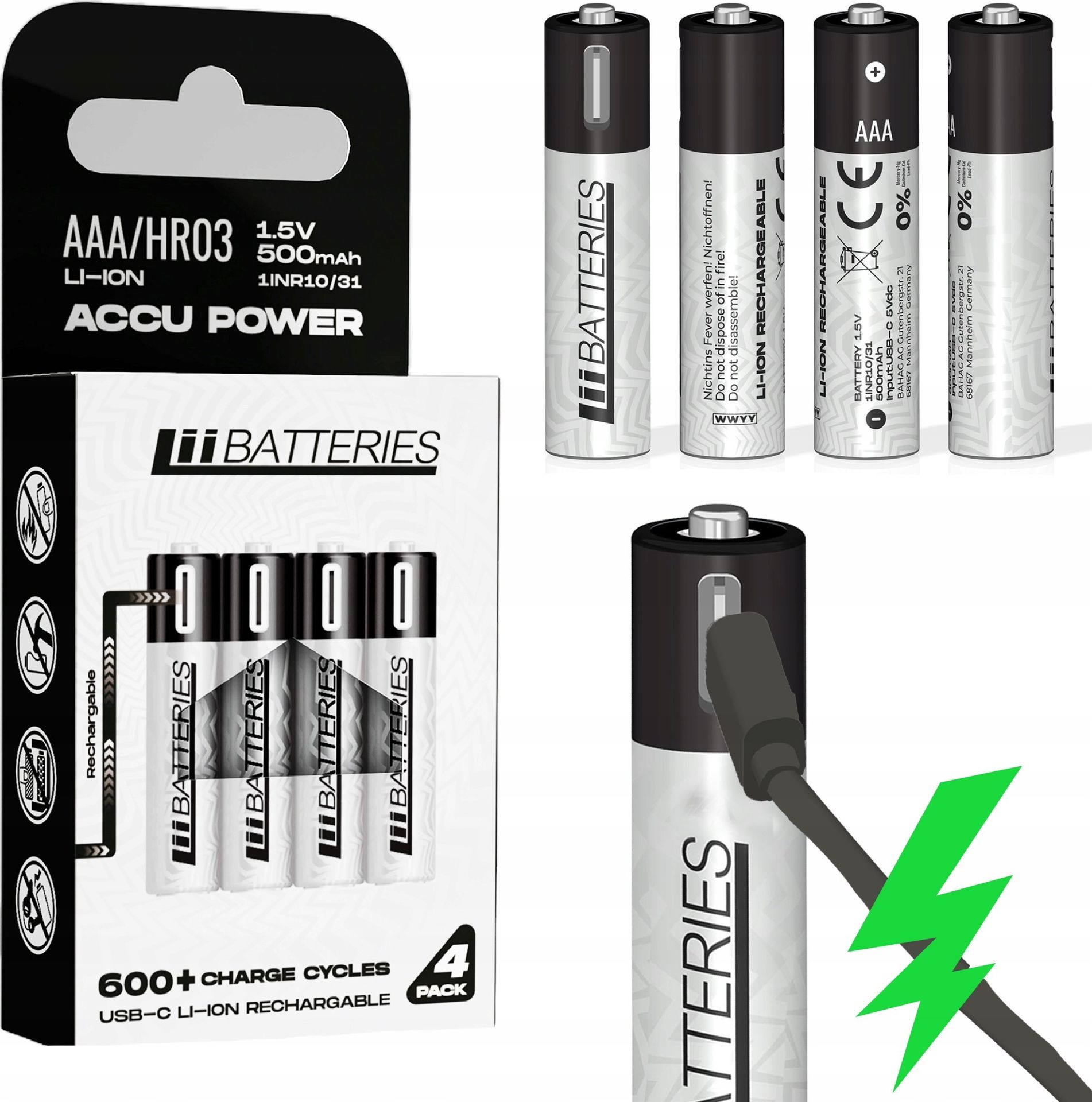 LiiBateries LIIBATTERIES AKUMULATORY LI-ON TYPU AAA 4szt