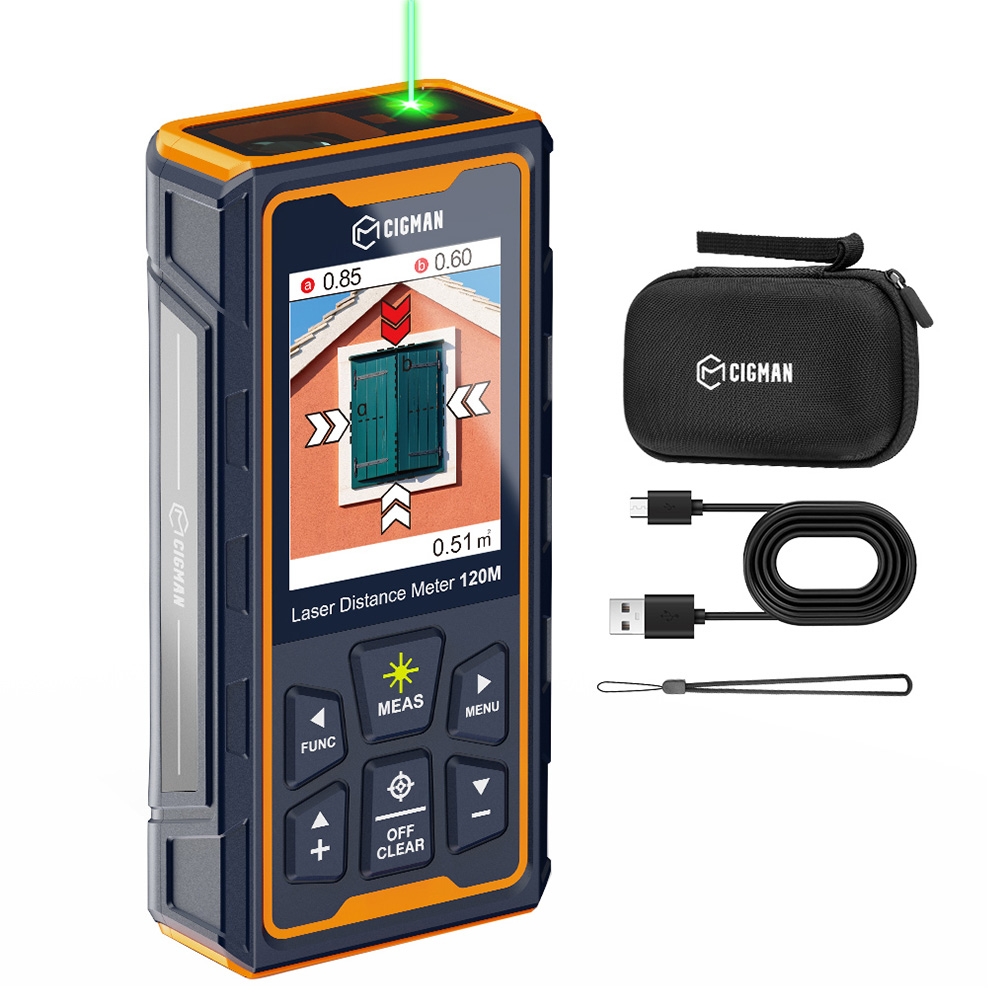 CIGMAN CD-120G Laser Measurement Tool with 4X Camera P2P Technology IP68 2 4inch IPS Display