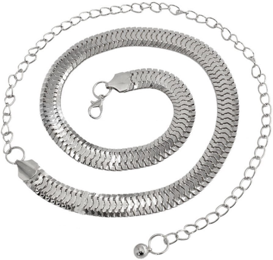 Pasek Srebrny Na Talię Damski Metalowy Łańcuch