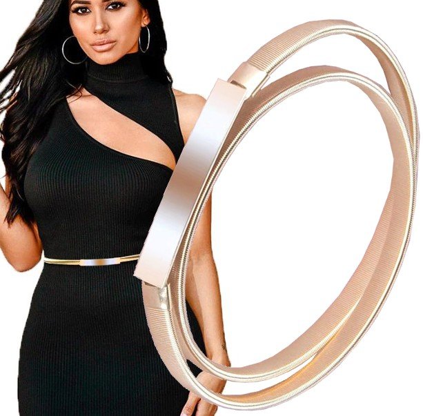 Pasek Damski Sprężyna Pancerka Snake Metalowy Gold