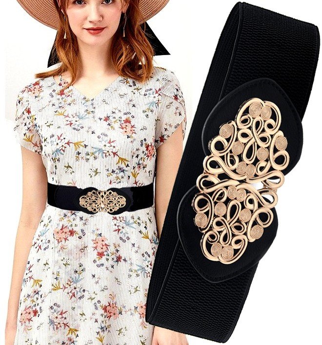 Pasek damski elastyczny czarny