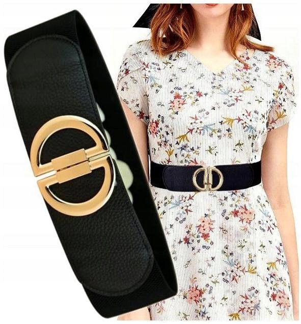 Elastyczny Pasek guma klamra DD do sukienki retro